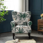 Fauteuil d’appoint moderne Erommy, fauteuil à dossier haut, canapé une place en tissu rembourré avec boutons et pieds en bois pour le salon