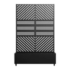 Fioriera MAYEERTY con graticcio in ferro nero, Linea Parallela 01, stile classico a persiana combinato, 72x47x16 pollici, set da 3 pezzi