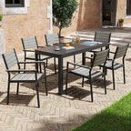 Ensemble de salle à manger de patio extérieur en aluminium de 5/7 pièces, chaises empilables et table extensible