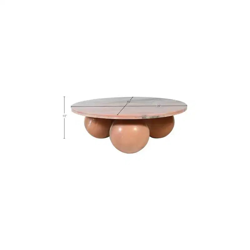 Table basse ronde en marbre avec pieds sphériques, multicolore, 4 places ??