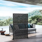 Paravent de séparation MAYEERTY, motif riz Francis, tôle galvanisée noire, 72 x 47 x 2 po, ensemble de 3 pièces