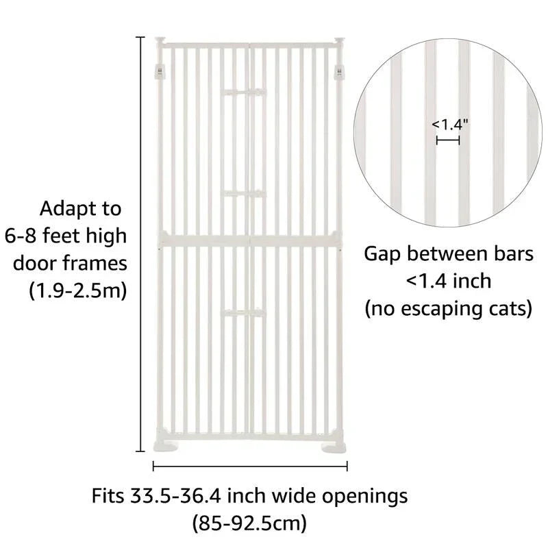 unipaws Extra Tall Cat Pet Gate 74 Inch High with Doors Locks