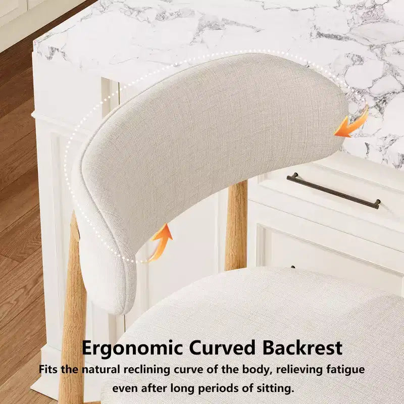 Tabouret de bar à hauteur de comptoir avec assise rembourrée et pieds en métal, chaise moderne de 26,3 pouces pour îlot de cuisine