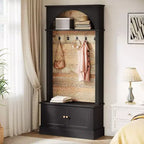 Lantine 70,86 Meuble d’entrée avec banc, rangement 4-en-1 pour l’entrée : porte-manteau, étagère à chaussures et banc de vestiaire pour couloir