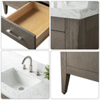 Meuble-lavabo Vanity Art 72 à double vasque avec plateau en marbre reconstitué
