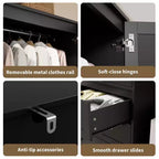 Armadio guardaroba COZONY con 3 cassetti e 2 ante, mobile guardaroba moderno in legno per camera da letto, armadio indipendente bianco resistente