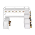 Twin Size Loft Bed with 7 Drawers, 2 Shelves, Cabinet and Desk for Kids and Teens