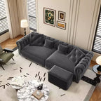 Canapé-lit escamotable et convertible Whisen en velours, format très grand lit, 3-en-1, avec ottoman amovible et design capitonné