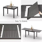 Table à manger Okak en aluminium, extensible, pour patio, salle à manger et cuisine
