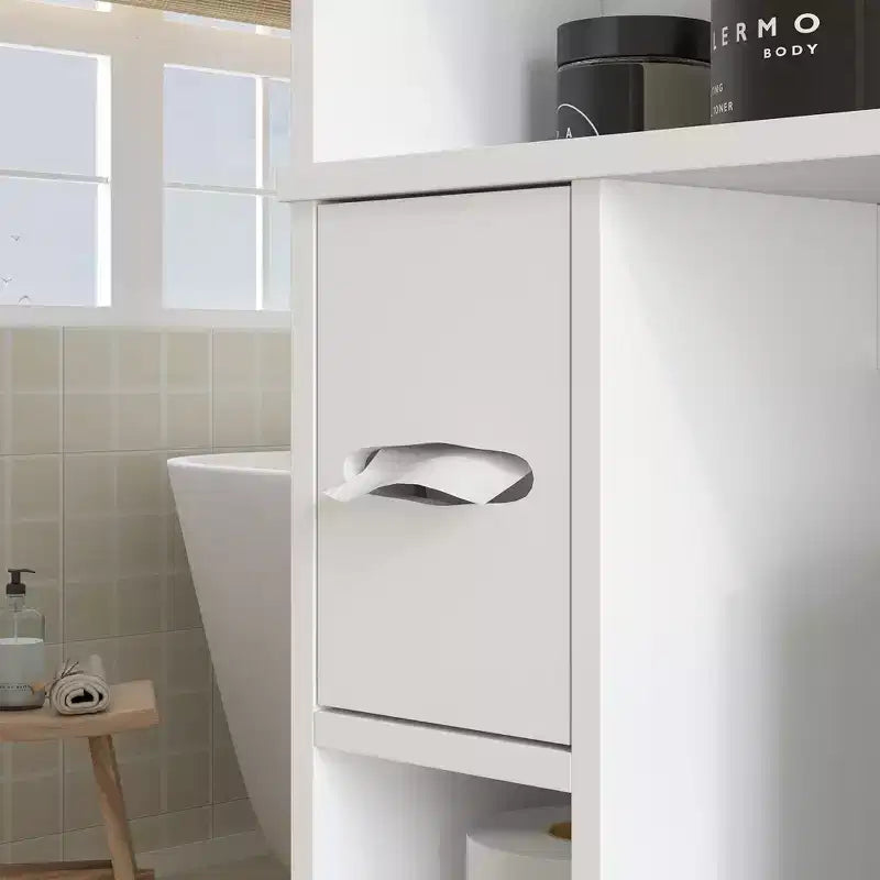 Mobile contenitore HOMCOM sopra il WC, organizer moderno per bagno sopra il WC con 2 ante, porta carta igienica e struttura indipendente salvaspazio