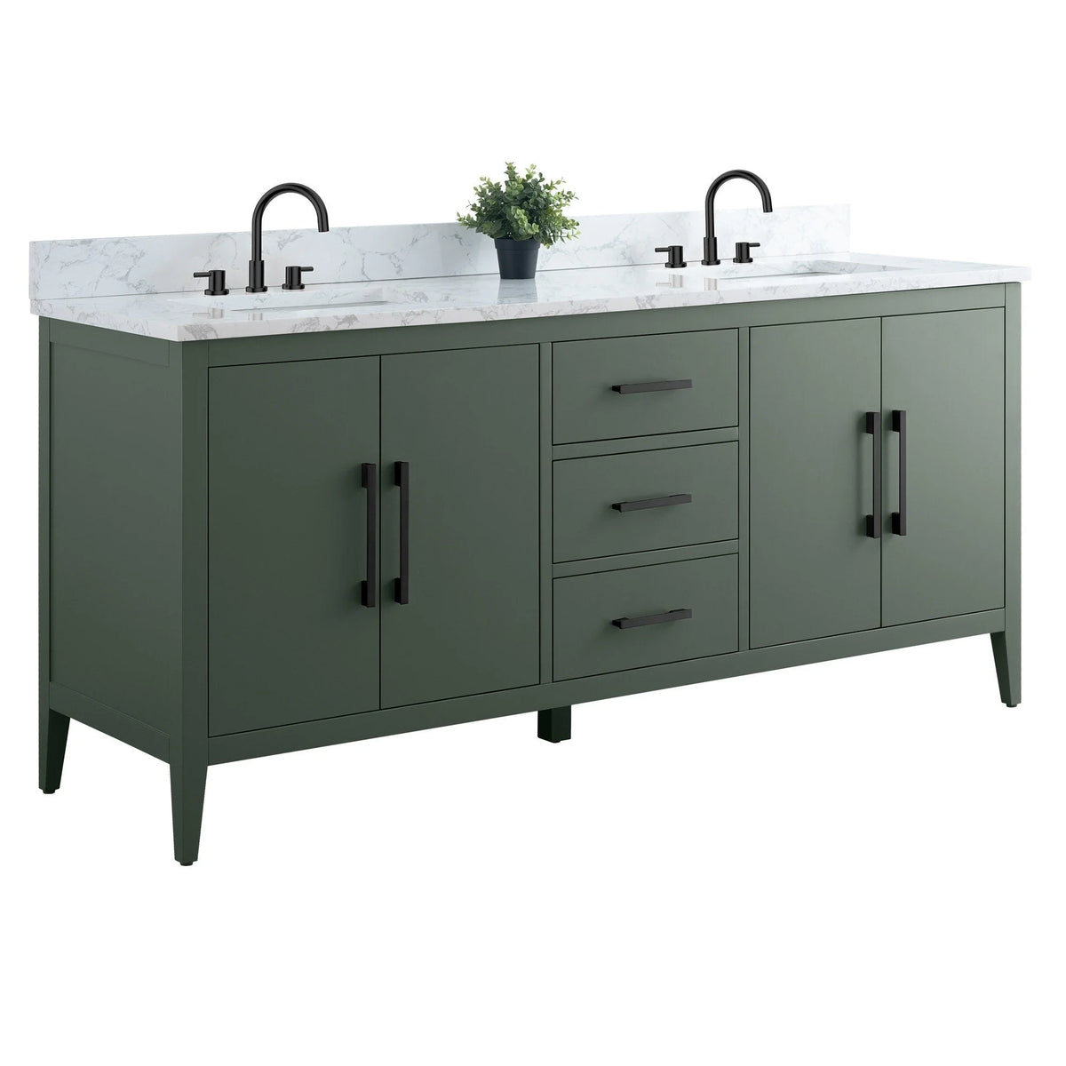 Meuble-lavabo Vanity Art 72 à double vasque avec plateau en marbre reconstitué