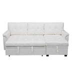Divano componibile reversibile trasformabile con letto estraibile, chaise longue con contenitore nascosto e gambe resistenti