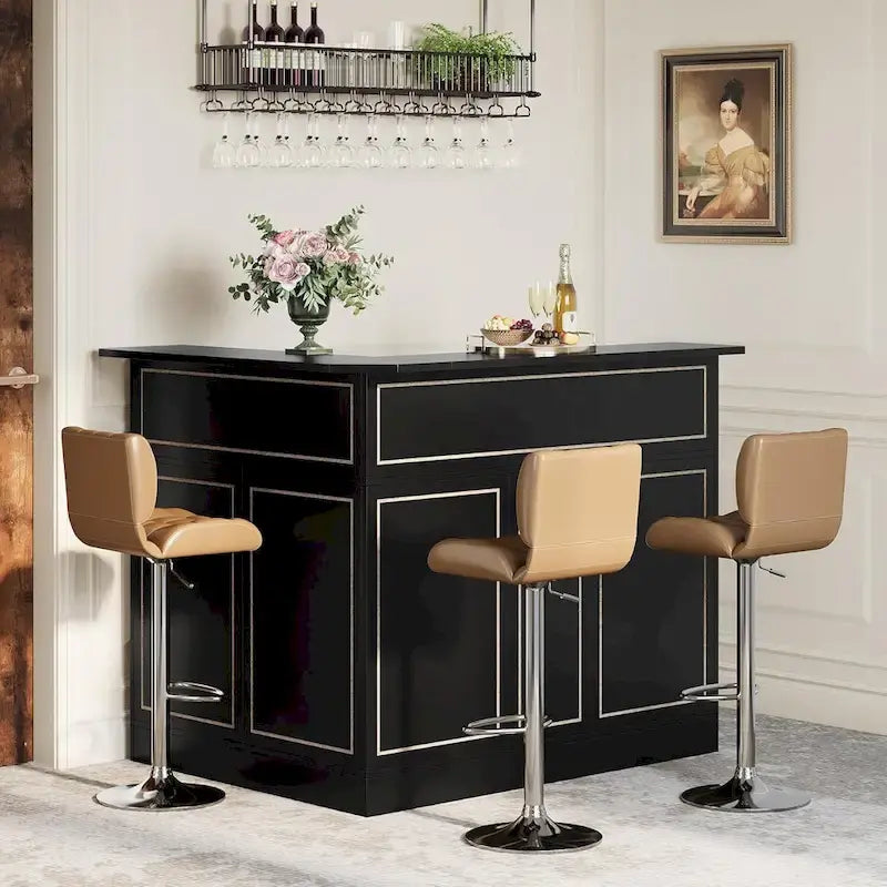 Mobile bar angolare a L con portabicchieri per il pub di casa