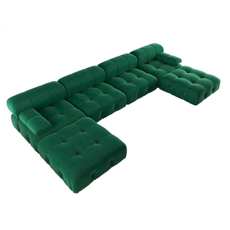 Divano modulare componibile trasformabile da 138", divani in velluto minimalisti a U