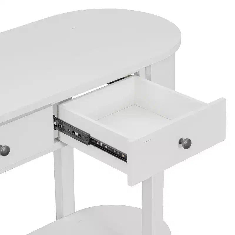 Table console rustique Whisen, table d’entrée et table d’appoint avec façade de tiroir cannelée