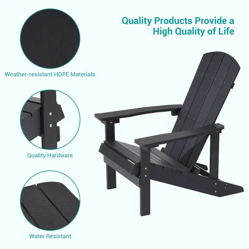 Ensemble de 4 fauteuils Adirondack d’extérieur Bonosuki en bois résistant aux intempéries