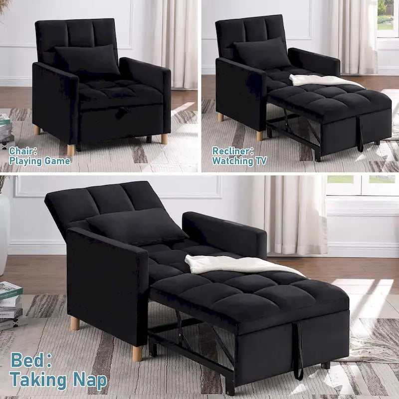 Poltrona letto trasformabile Aukfa, poltrona singola con cuscino