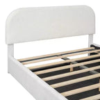 Queen Size Upholstered Bed with Lift-Up Storage - White