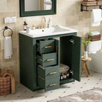 Meuble-lavabo de salle de bains simple de 30 pouces avec meuble et 3 tiroirs ??Noir / Bleu / Vert / Indigo / Blanc