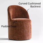 Ensemble de table à manger moderne pour 6 personnes, table ronde à piètement central, fauteuils tonneau pivotants à roulettes, chenille texturée - Panipeachy