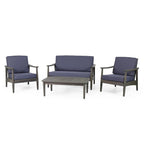 Ensemble de salon extérieur Willowbrook en bois d’acacia pour 4 personnes, par Christopher Knight Home