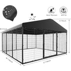 W 118 x D 118 x H 70 Large Outdoor Dog Kennel,Heavy Duty Dog Cage Enclosure with Waterproof Roof