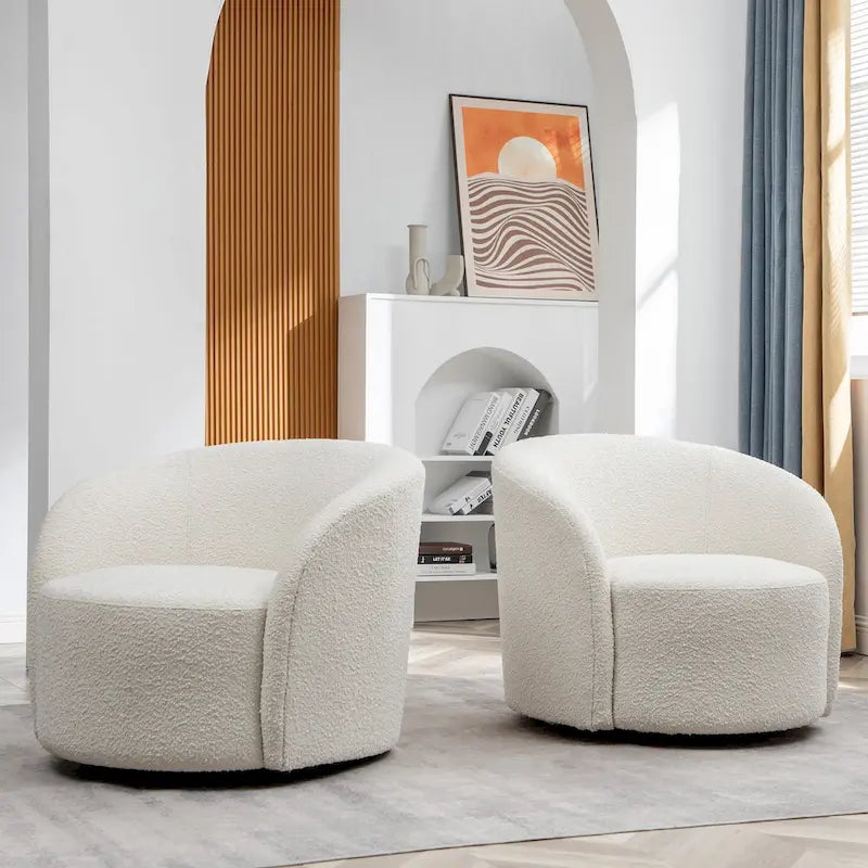 Fauteuil d’appoint pivotant KINWELL en forme de tonneau, rembourré, largeur 34 (lot de 2)