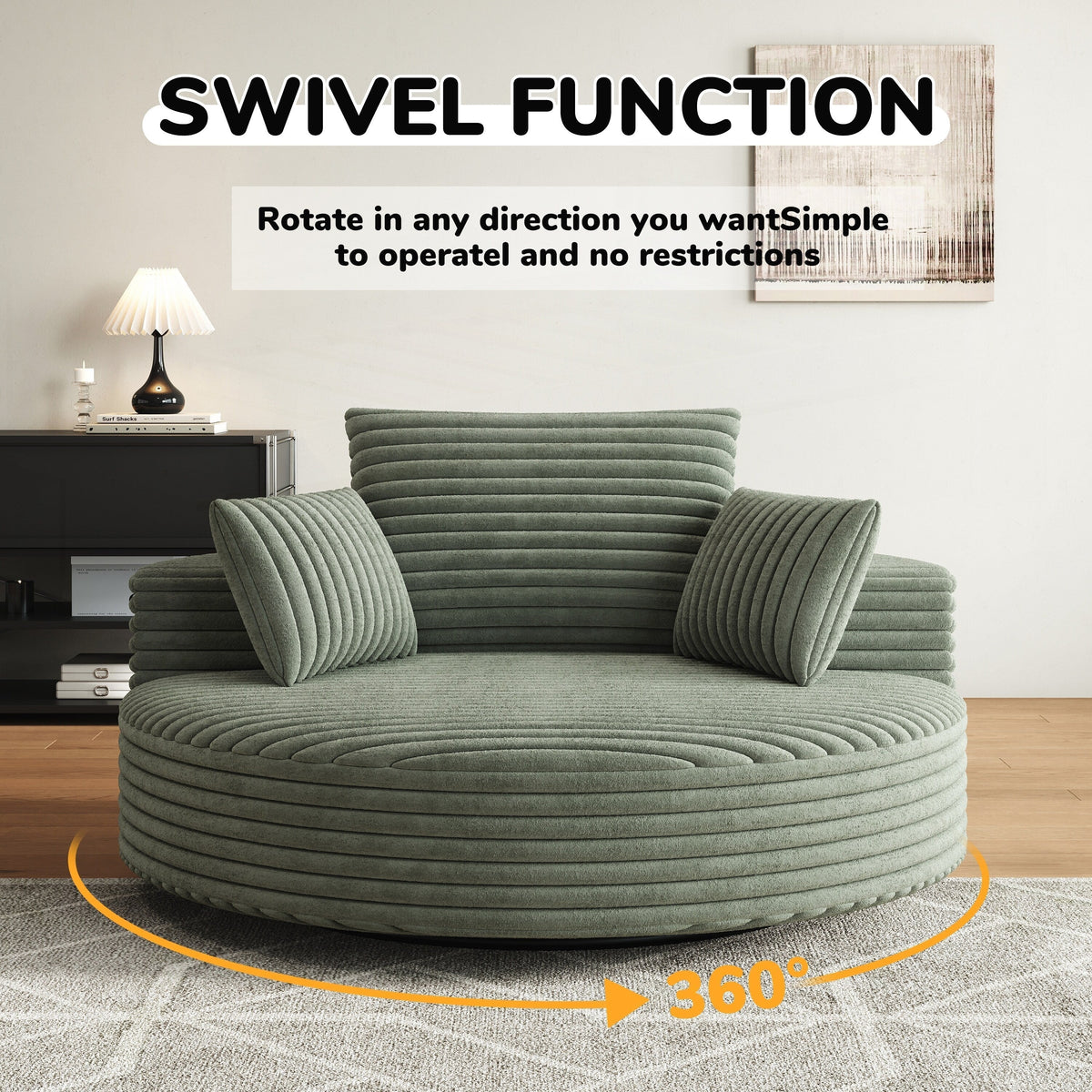 Fauteuil pivotant individuel en mousse et chenille côtelée