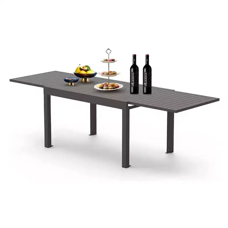 Table à manger Okak en aluminium, extensible, pour patio, salle à manger et cuisine