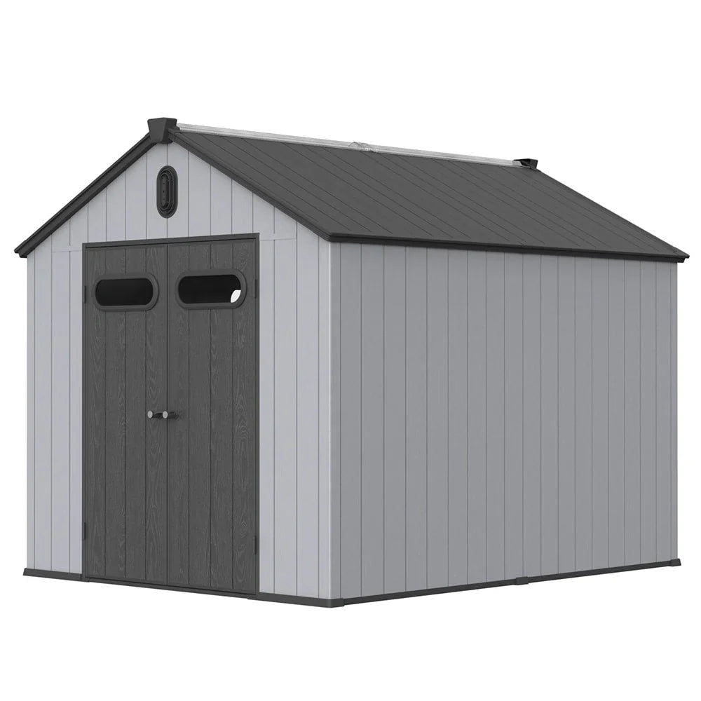 Abri de rangement extérieur en plastique et résine tout temps avec plancher, remise à outils Spire, 6 pi x 4 pi/6 pi x 8 pi/8 pi x 6 pi/8 pi x 10 pi