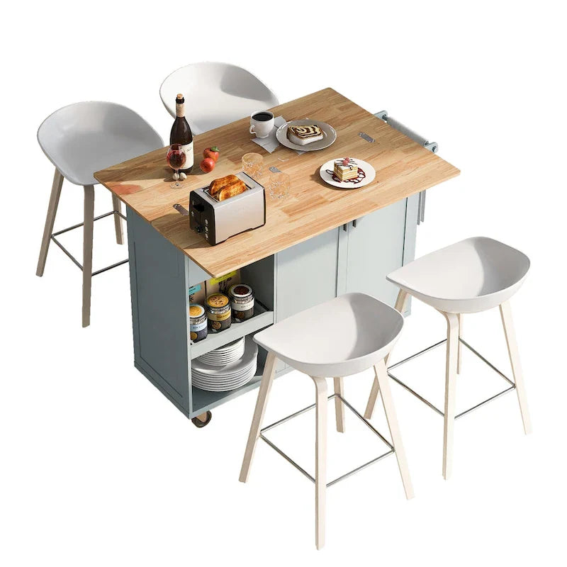 Isola da cucina con piano di lavoro pieghevole, carrello portaoggetti da cucina con ripiano estraibile, portasciugamani e cassetto, ruote girevoli