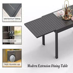 Table à manger Okak en aluminium, extensible, pour patio, salle à manger et cuisine