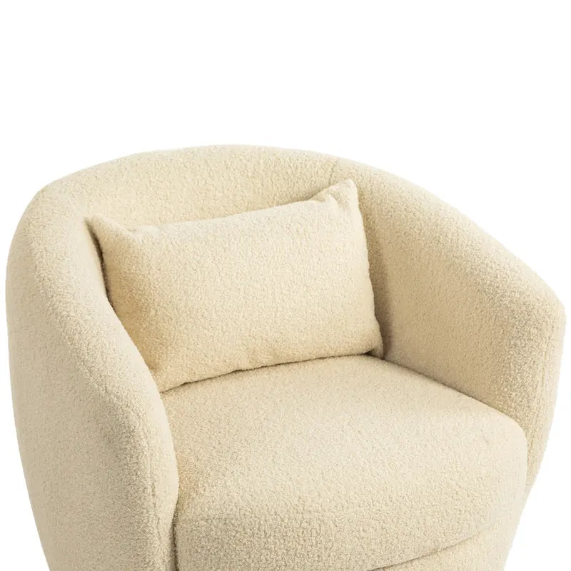 Fauteuil tonneau pivotant rembourré avec rangement, chaise d’appoint moderne pour salon, chambre, bureau ou coin lecture