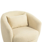 Fauteuil tonneau pivotant rembourré avec rangement, chaise d’appoint moderne pour salon, chambre, bureau ou coin lecture