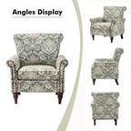 Araceli Traditional Wooden Upholstered Floral Armchair with Wingback and Nailhead Trim| ART OF LIVING DESIGNS