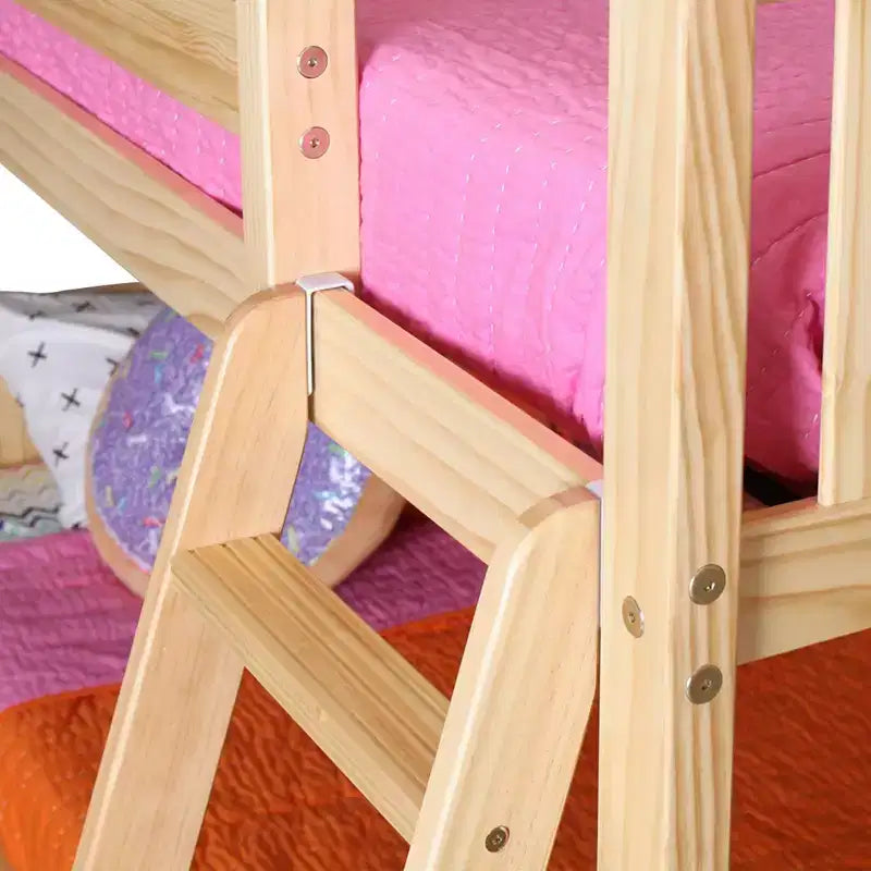 Lit superposé bas Max & Lily, 2 couchages simples, avec rideaux