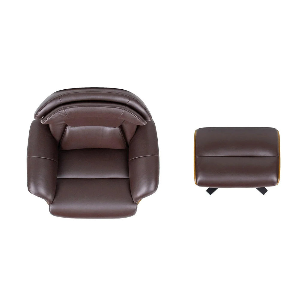 Fauteuil inclinable Jovan 31,5 en cuir véritable avec pouf
