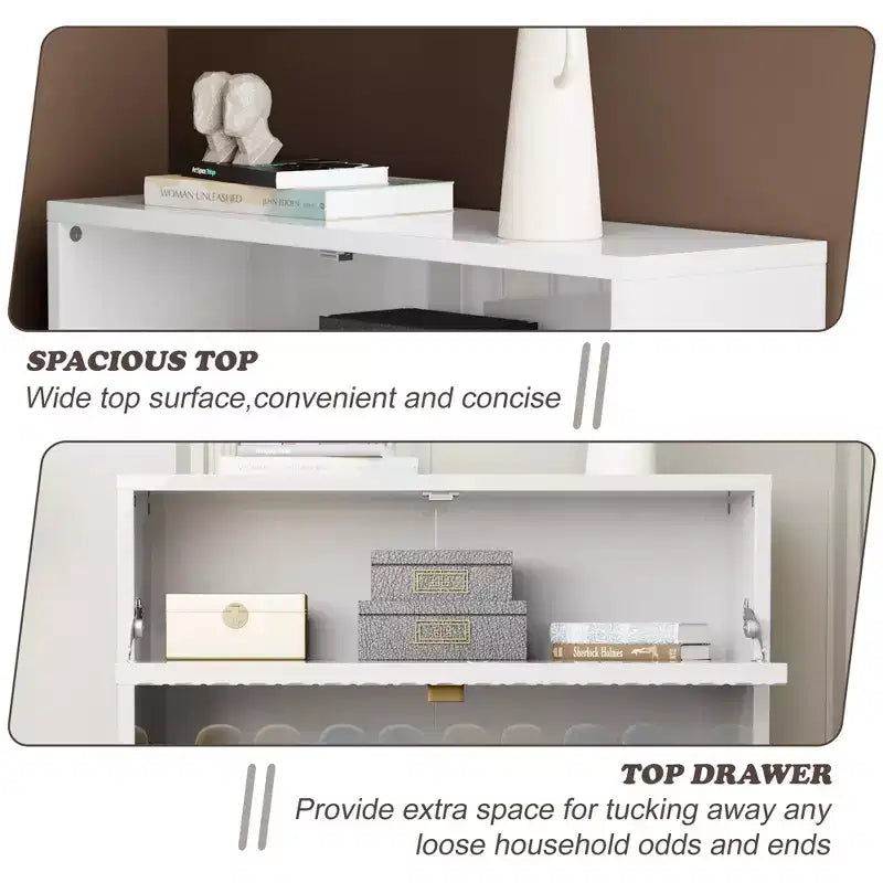 Meuble de rangement à chaussures CLIHOME pour entrée, 24 paires, avec tiroirs basculants, étagère et placard