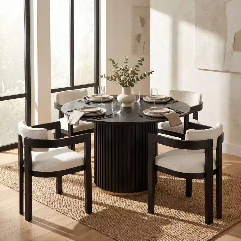 Set da pranzo rotondo moderno Christopher Knight Home Shankar da 5 pezzi con sedie imbottite in legno della gomma
