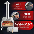 Four à pizza extérieur multicombustible, appareil à pizza cuite sur pierre avec brûleur à gaz et compartiment à bois – 12 pouces