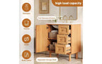 Meuble-lavabo en céramique JVNOXK de 30 po, style rustique moderne, avec 3 tiroirs et 1 grande porte à fermeture amortie, meuble de rangement à grain de bois naturel