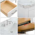 Meuble-lavabo Vanity Art 72 à double vasque avec plateau en marbre reconstitué