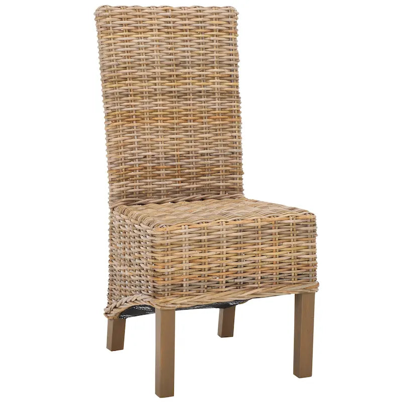 Ensemble de 2 chaises de salle à manger en osier naturel, 19 l x 22 p x 41 h, style bohème côtier