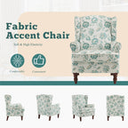 Fauteuil d’appoint moderne Erommy, fauteuil à dossier haut, canapé une place en tissu rembourré avec boutons et pieds en bois pour le salon