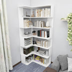 Manufactured Wood Corner Bookshelf with 6 Shelves