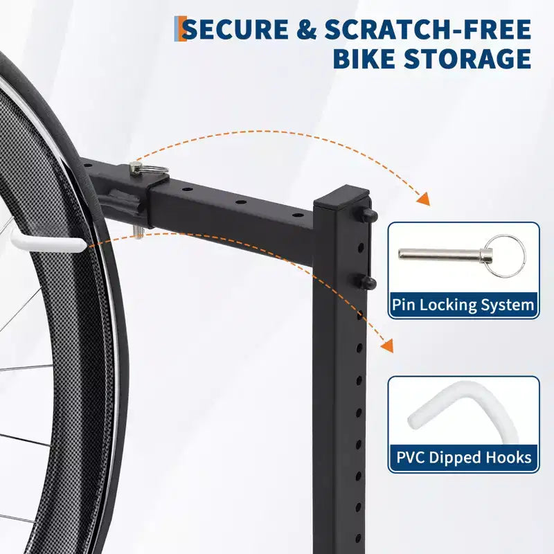 Support de rangement autoportant pour 5 vélos, capacité robuste de 300 lb, organisateur solide pour maintenir les vélos en toute sécurité et stabilité dans les cours avant et arrière