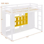 Kids Loft Bed with Wardrobe and Shelves, Wooden Loft Bed Frame with Storage Cabinet for Kids Teens