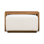 Pouf Jarmo Poly & Bark con tavolino regolabile in noce, vera pelle italiana pieno fiore