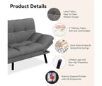 Canapé futon convertible en lit avec dossier réglable et accoudoirs amovibles
