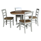 36 Round Extension Dining Table With 4 Madrid Chairs